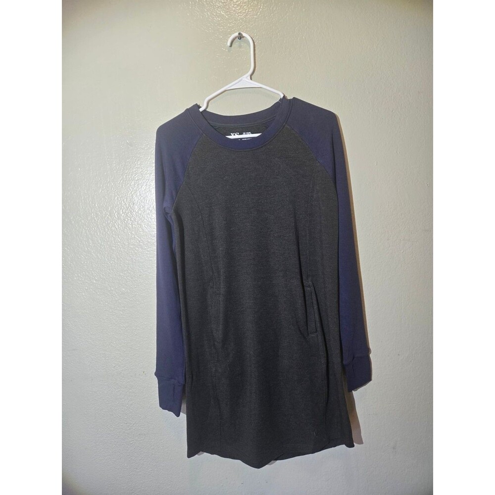Lightbare Women's Fleece Tunic Sweatshirt Dress Gray/Navy XS NWT with Pockets - Picture 7 of 14
